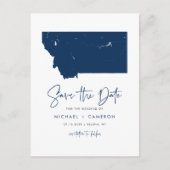 Navy Blue Montana Staat Karte QR-Code Save the Dat (Vorderseite)