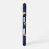 Navy Blue Moon and Gold Grid Design iPhone 16 Hülle (Rechte Seite)