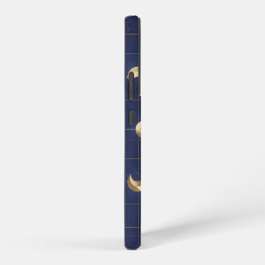 Navy Blue Moon and Gold Grid Design Samsung Galaxy Hülle (Rechte Seite)