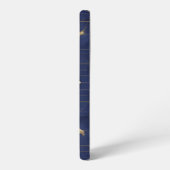 Navy Blue Moon and Gold Grid Design Samsung Galaxy Hülle (Linke Seite)
