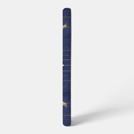 Navy Blue Moon and Gold Grid Design Samsung Galaxy Hülle (Linke Seite)