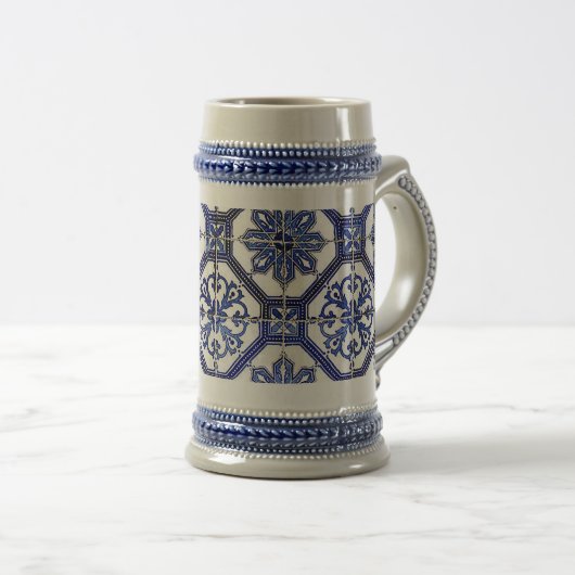 “Navy Blue Mosaic”  Bierglas (VorderseiteRechts)