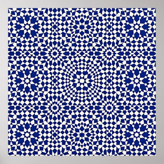 Navy Blue Mosaic Geometric Pattern Poster (Vorne)