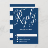 Navy Blue Mr. & Mrs. Elegant Script Wedding RSVP (Vorne/Hinten)