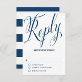 Navy Blue Mr. & Mrs. Elegant Script Wedding RSVP I (Vorne/Hinten)