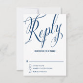 Navy Blue Mr. & Mrs. Elegant Script Wedding RSVP I Karte (Vorderseite)