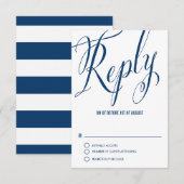 Navy Blue Mr. & Mrs. Elegant Script Wedding RSVP I Karte (Vorne/Hinten)