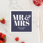Navy Blue Mr & Mrs Personalisiert Wedding Napkins Serviette (Beispiel)