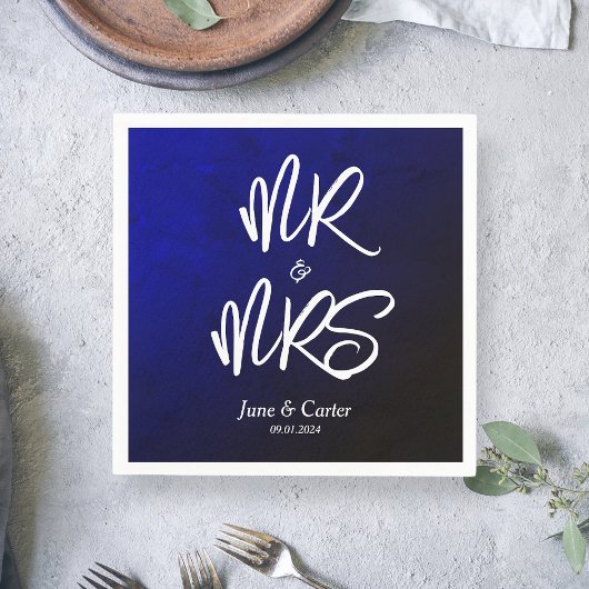 Navy Blue Mr. Mrs Serviette