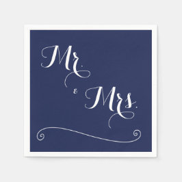 Navy Blue Mr. und Mrs. Elegant Wedding Napkins Serviette