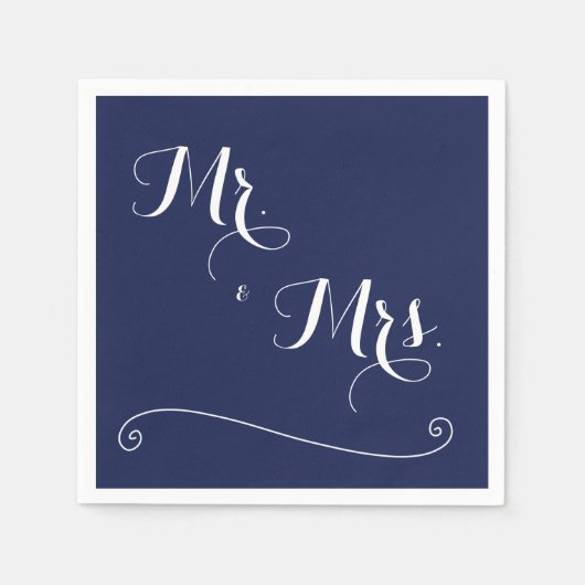 Navy Blue Mr. und Mrs. Elegant Wedding Napkins Serviette (Vorderseite)