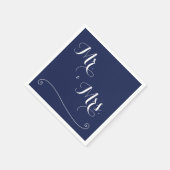 Navy Blue Mr. und Mrs. Elegant Wedding Napkins Serviette (Ecke)