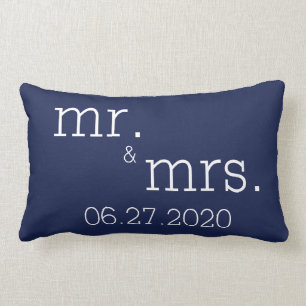 Navy Blue Mr. und Mrs Modern Wedding Pillows Lendenkissen