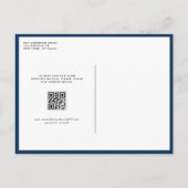 Navy Blue Mr. und Mrs. Rustic Script QR Code Hochz Einladungspostkarte (Rückseite)