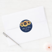 Navy Blue Mr. und Mrs. Sunflower Wedding Stickers (Umschlag)