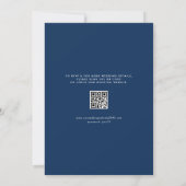 Navy Blue Mrs & Mrs. Rustic Script QR Code Hochzei Einladung (Rückseite)