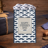Navy Blue Mustache Pattern Father's Day Seidenpapier