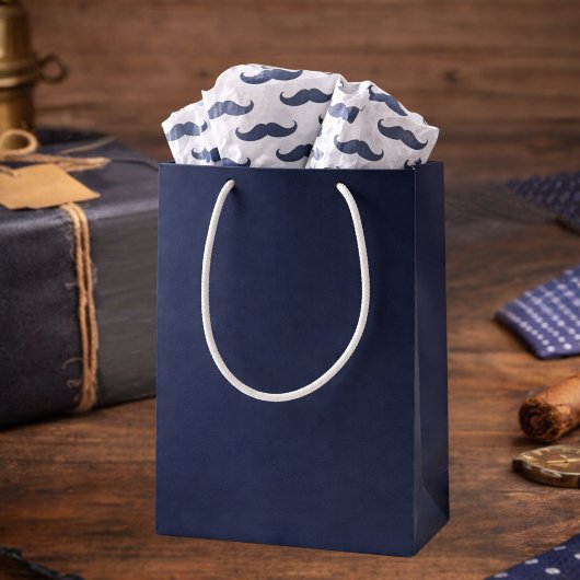 Navy Blue Mustache Pattern Father's Day Seidenpapier