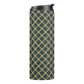 NAVY BLUE & MUSTARD YELLOW DIAMOND PATTERN THERMOSBECHER (Nach links gedreht)