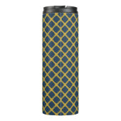 NAVY BLUE & MUSTARD YELLOW DIAMOND PATTERN THERMOSBECHER (Rückseite)