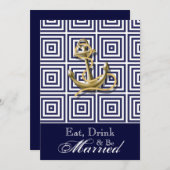 Navy Blue Musteranker für nautische Probe Einladung (Vorne/Hinten)