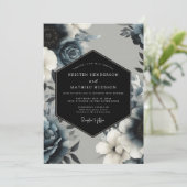 Navy Blue Mystical Winter Wedding Einladung (Stehend Vorderseite)