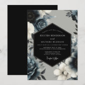 Navy Blue Mystical Winter Wedding Einladung (Vorne/Hinten)