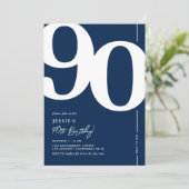 Navy Blue N90. Geburtstagsparty Einladung (Stehend Vorderseite)