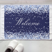 Navy Blue Name Monogram elegant Fußmatte