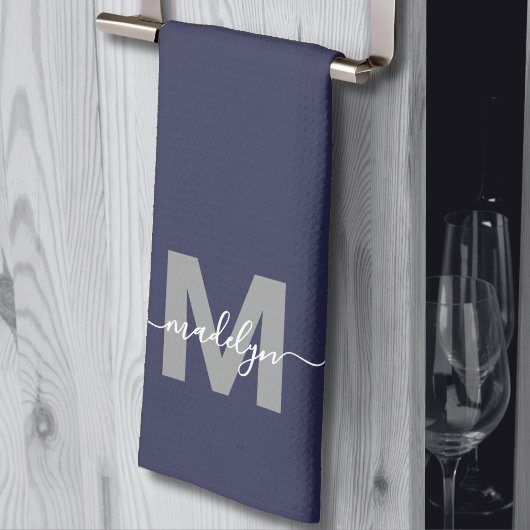 Navy-Blue Namensmonogramm Geschirrtuch