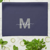 Navy-Blue Namensmonogramm Geschirrtuch (Gefaltet)