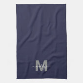 Navy-Blue Namensmonogramm Geschirrtuch (Vertikal)