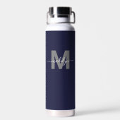 Navy-Blue Namensmonogramm Trinkflasche (Rückseite)