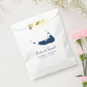 Navy Blue Nantucket Island Map Gastgeschenk Hochze Geschenktütchen (Versiegelt)