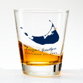 Navy Blue Nantucket Island Map Gold Heart Wedding Schnapsglas