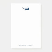 Navy Blue Nantucket Island Map Monogram Post-it Klebezettel (Vorderseite)