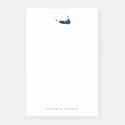Navy Blue Nantucket Island Map Monogram Post-it Klebezettel (Vorderseite)