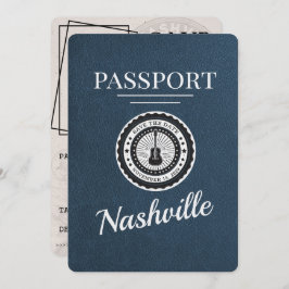 Navy Blue Nashville Passport Save the Date