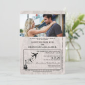Navy Blue Nashville Passport Wedding Einladung (Stehend Vorderseite)