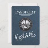 Navy Blue Nashville Passport Wedding Einladung (Rückseite)