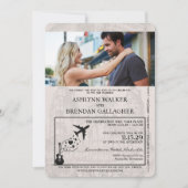 Navy Blue Nashville Passport Wedding Einladung (Vorderseite)
