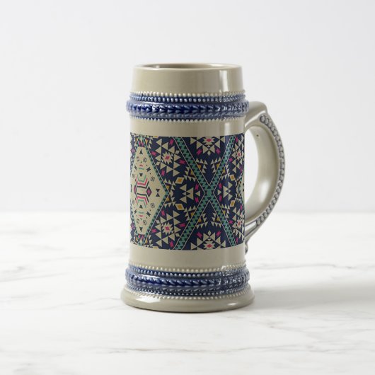 “Navy Blue Native Design” Bierglas (VorderseiteRechts)