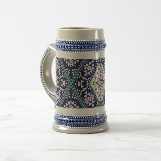 „Navy-Blue Native Design“ Bierglas (Vorderseite Links)