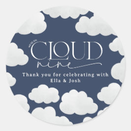 Navy Blue Natural Cloud 9 Dusche modern stilvoll Runder Aufkleber