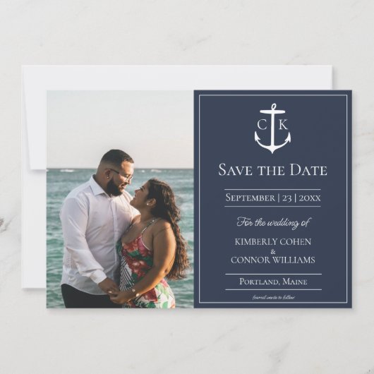 Navy Blue Naugram Foto Save the Date (Vorderseite)