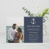 Navy Blue Naugram Foto Save the Date (Stehend Vorderseite)