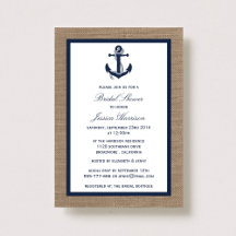 Navy Blue Nautic Anchor auf Burlap Brautparty