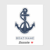 Navy Blue, Nautic Anchor Boat Name Aufkleber (Blatt)