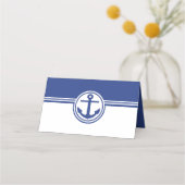 Navy Blue Nautic Anchor Empfang Platzkarte (Rückseite)