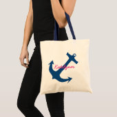 Navy Blue Nautic Anchor Monogram Leinwand Tasche (Vorderseite (Produkt))